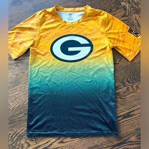 NFL Green Bay Packers dry-fit material boys XL 18/20 green gold short sleeve